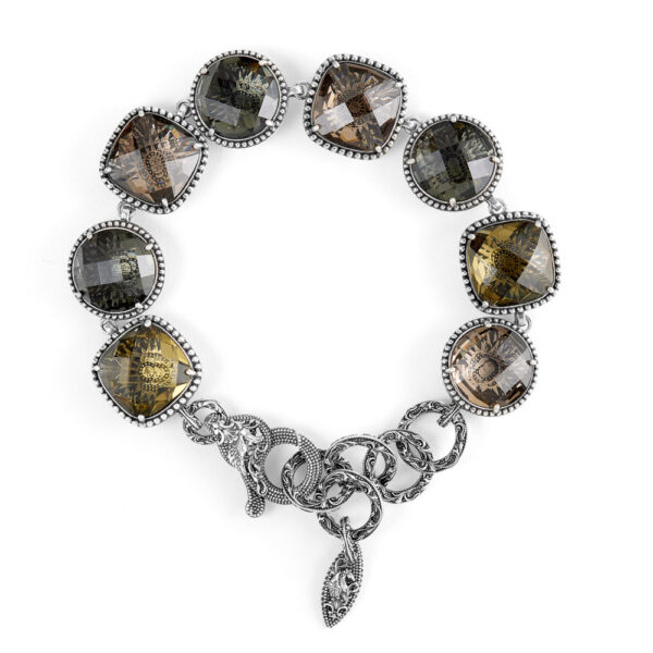 bracciale voluta pietre multicolor donna argento ellius fronte