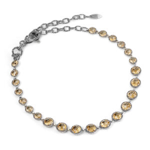 collana agnese girocollo pietre gialle donna argento ellius fronte