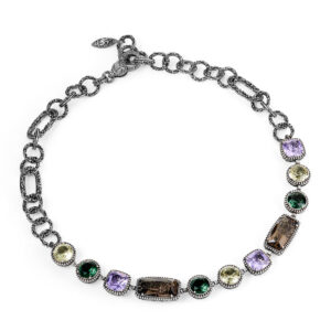 collana girocollo estasi pietre multicolor donna argento ellius fronte