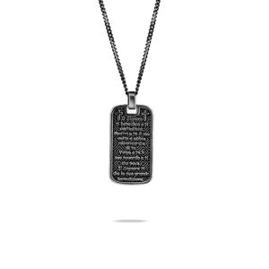 Collana placca Tau con prehiera uomo argento
