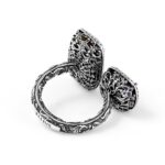 Rings Ecstasy double stone rectangular and square women's silver ellius retro
