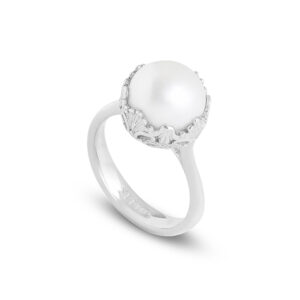 anello cestino barocco con perla naturale argento donna ellius