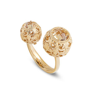 anello cestino barocco doppio dorato donna argento ellius