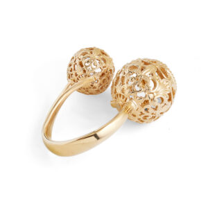 anello cestino barocco doppio dorato donna argento ellius retro