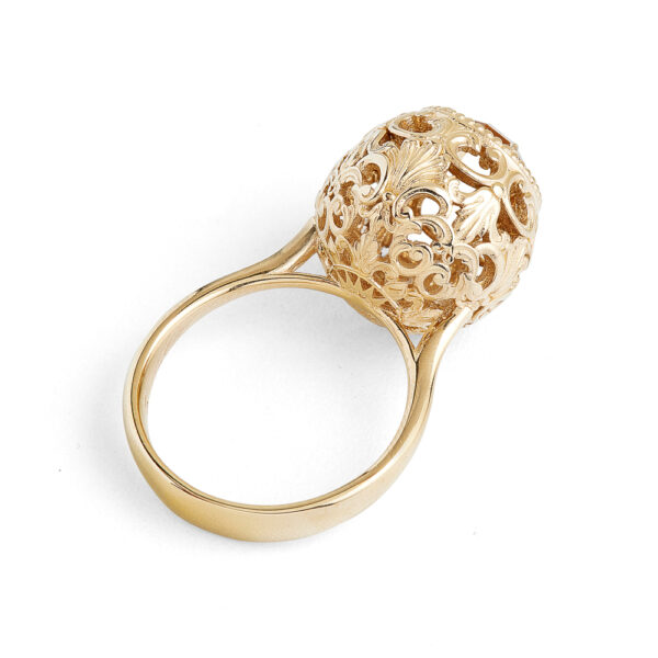 anello cestino barocco grande dorato argento donna ellius retro