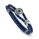 bracciale natività uomo pelle blu argento ellius