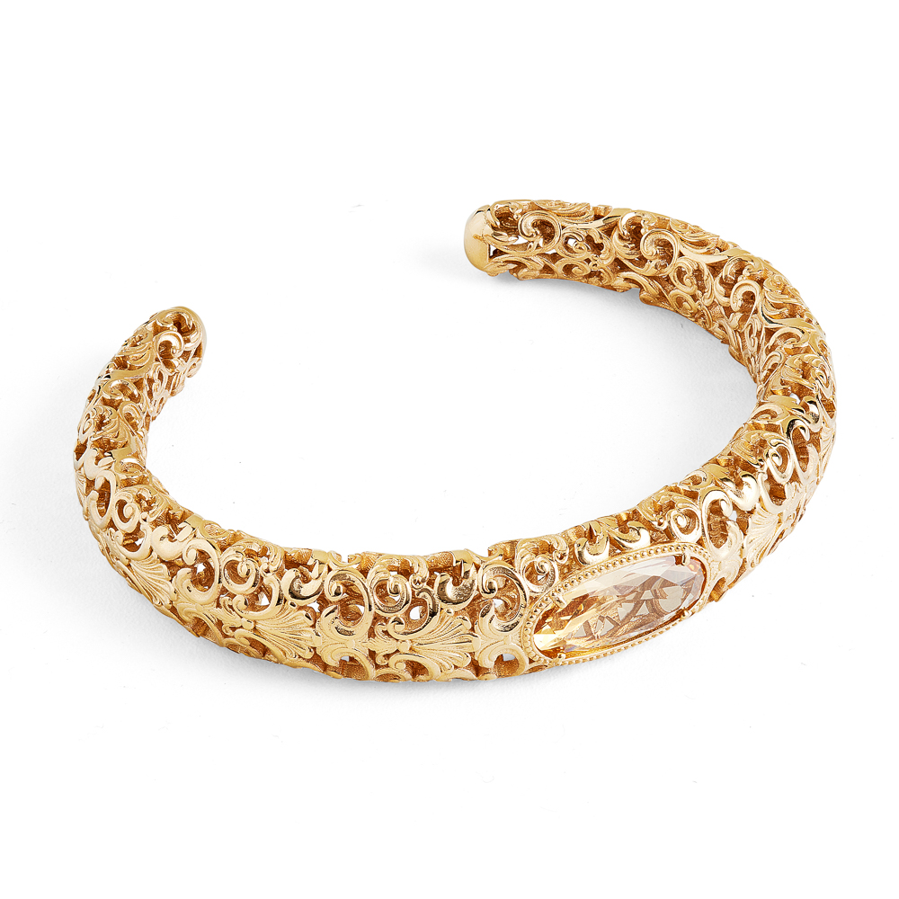 bracciale rigido barocco dorato argento donna ellius