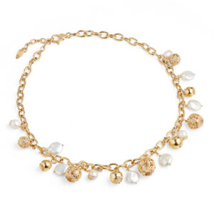 collana cestini barocchi e perle dorato donna argento ellius