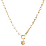 collana maglie larghe cestino barocco e perle dorato argento ellius donna ampio