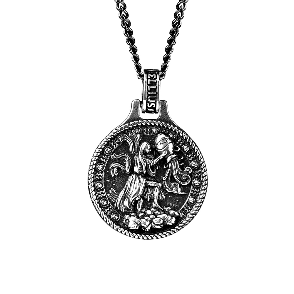 collana zodiaco acquario uomo argento ellius fronte