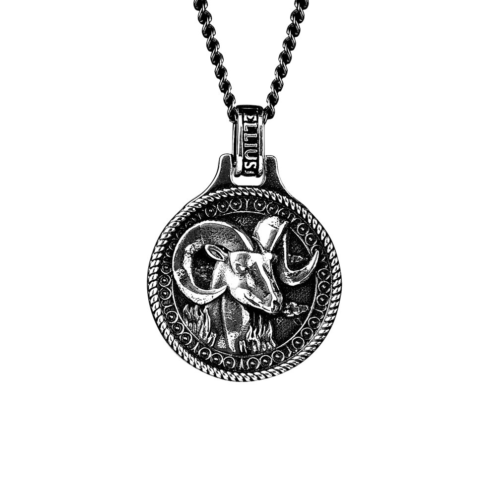 collana zodiaco ariete uomo argento ellius fronte