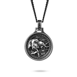 collana zodiaco toro uomo argento ellius fronte