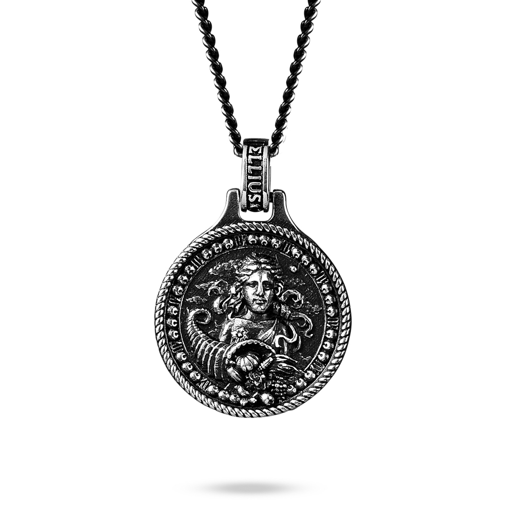 collana zodiaco vergine uomo argento ellius fronte