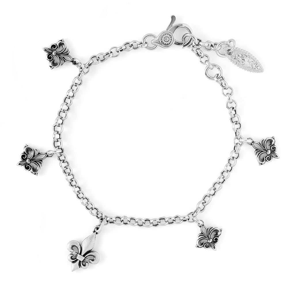 Bracciale Rolo Ciondoli Gigli Argento Gioielli Ellius